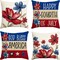 God Bless America Poppy Floral Stars Stripes Throw Pillow Covers 18 x 18